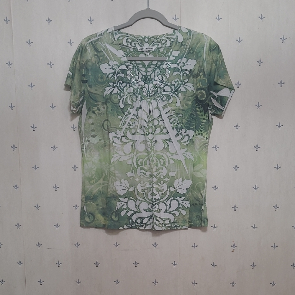 Rebecca Malone White Silver Graphic Short Sleeve T-Shirt